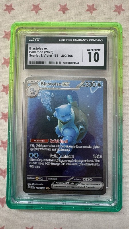 CGC Gem Mint 10 Blastoise EX 200/165 Sv: Scarlet & Violet 151 Holo Pokemon TCG
