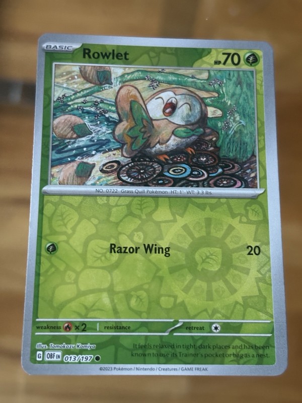 Rowlet – 013/197 – Common – Reverse Holo – Near Mint