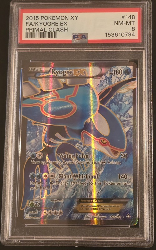 Pokémon PSA 8 Kyogre EX Full Art XY Primal Clash 2015 Ultra Rare 148/160