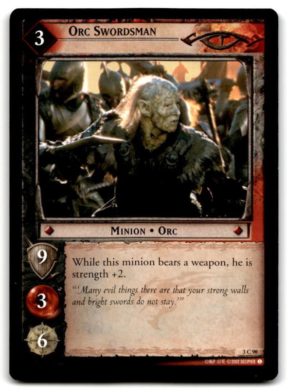 2002 Decipher LOTR Lord Of The Rings TCG Orc Swordsman Minion Orc 3U58 ID:43637