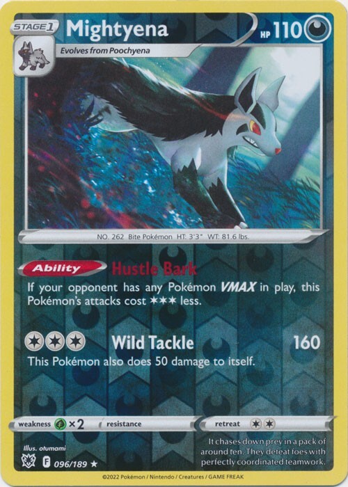 Reverse Holo Mightyena 096/189 Astral Radiance Rare Pokemon TCG