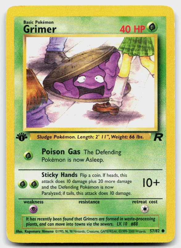 Grimer 57/82 Common Team Rocket Pokemon 1st Edition Moderately Played
