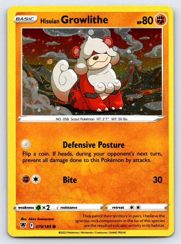 Hisuian Growlithe (Cosmos Holo) 70/189 Holo Promo Deck Exclusives Pokemon LP