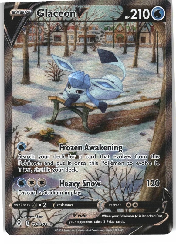Glaceon V 175/203 Ultra Rare Evolving Skies Pokemon Near Mint