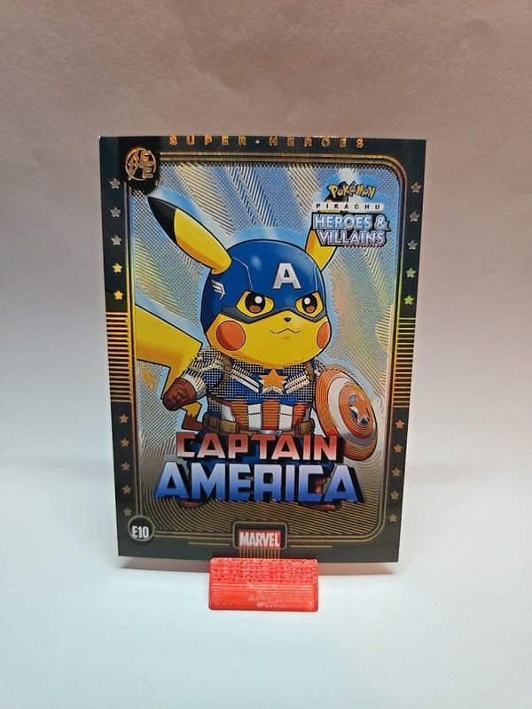 Captain America (Pikachu) #E10 Gold Holo Heros & Villains Flash Edition Pokemon