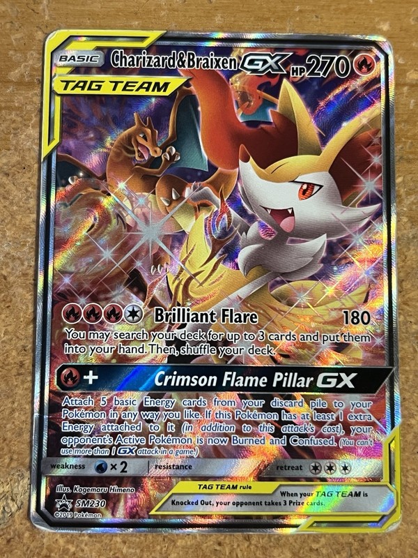 Charizard & Braixen GX – (SM Black Star Promo) – SM230 SM Full Art Holo – DMG