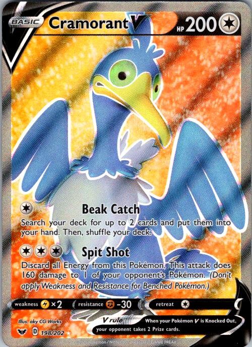 Cramorant V 198/202 Ultra Rare Sword & Shield Pokemon Near Mint