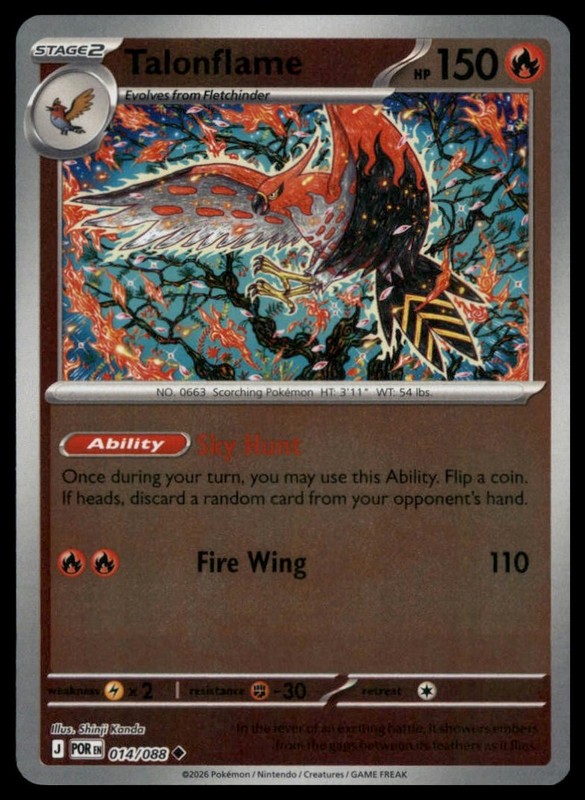 Talonflame – Reverse Holo Uncommon ME03: Perfect Order 014/088 NM