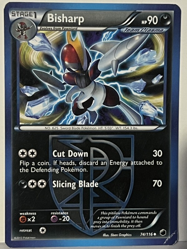 Bisharp (Team Plasma) (74) 74/116 Plasma Freeze HP Pokemon Fast Shipping