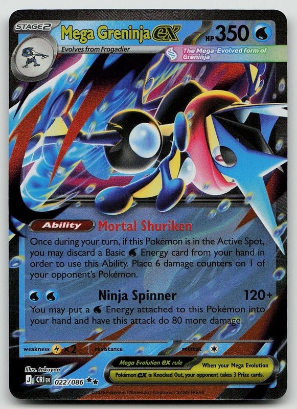Mega Greninja ex 022/086 Double Rare Chaos Rising Pokemon