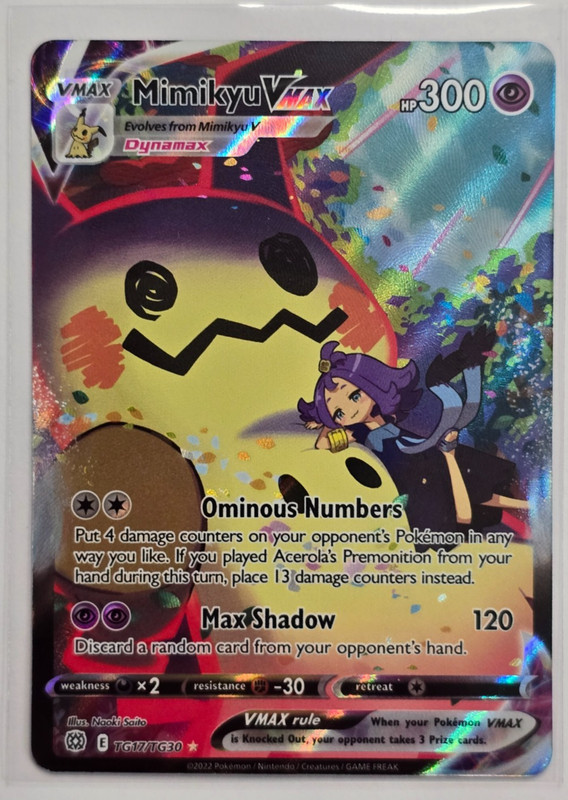 Pokemon TCG, Sword & Shield, Brilliant Stars, Mimikyu VMAX TG17/TG30. NM.