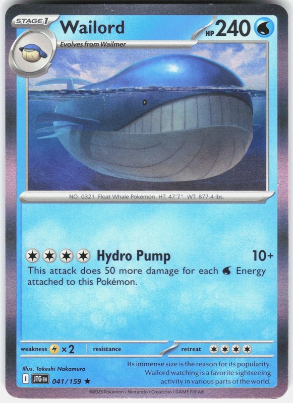 Wailord Holo SV09: Journey Together 041/159 NM Takeshi Nakamura