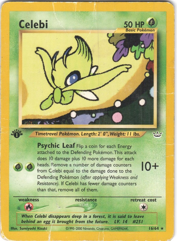 Celebi 16/64 1st Edition Neo Revelation HP (Multiple Creases and Dents) Pokemon