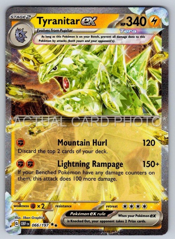 Tyranitar ex 066/197 Double Rare Obsidian Flames Pokemon Holo Near Mint