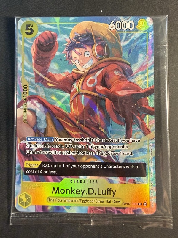 One Piece Monkey.D.Luffy OP07-109 SR Alt Art TCG Promo Foil Super Rare – SEALED
