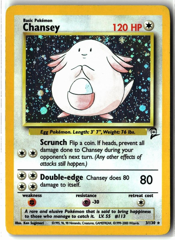 Chansey ⭐️ 3/130 Holo Rare Base Set 2 2000 Pokemon LP
