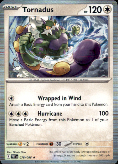 Tornadus Holo Rare SV: White Flare 078/086 NM Nisota Niso 2025