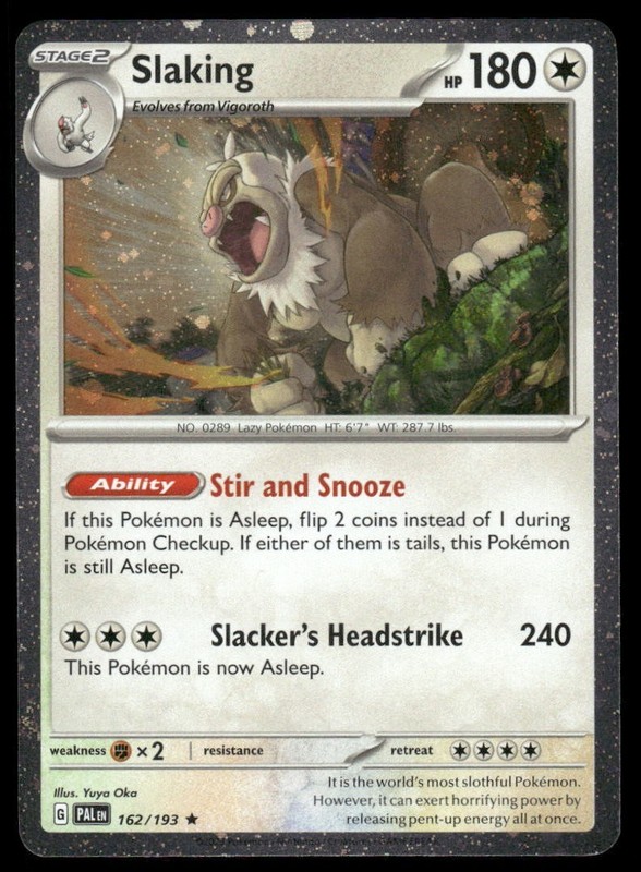 🌀 Slaking 162/193 – Cosmos Holo Promo With Swirl – Paldea Evolved