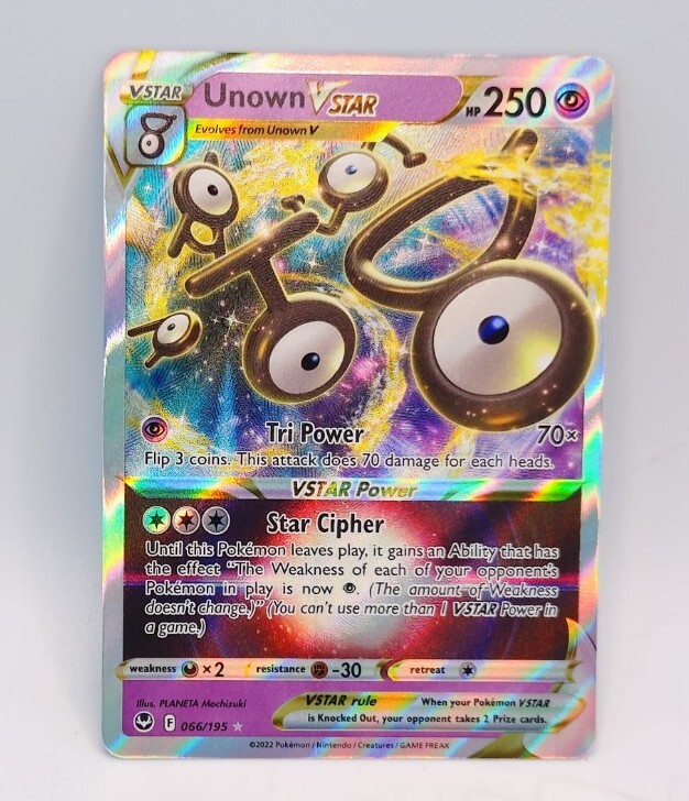 Unown VSTAR 066/195 Holo Ultra Rare Silver Tempest Pokémon Card NM Fresh Pull