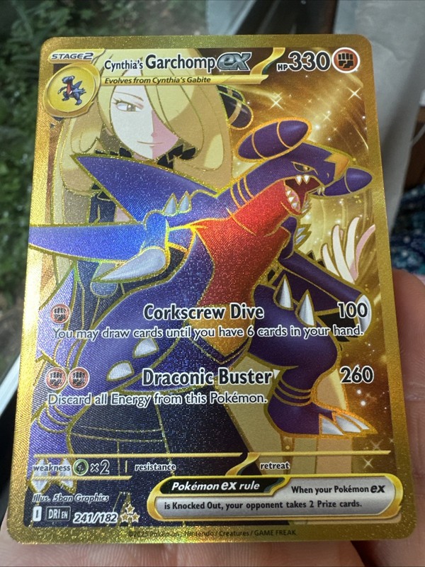 🔥Pokemon Destined Rivals Cynthia’s Garchomp EX 241/182 SV10 Gold Hyper Rare🔥