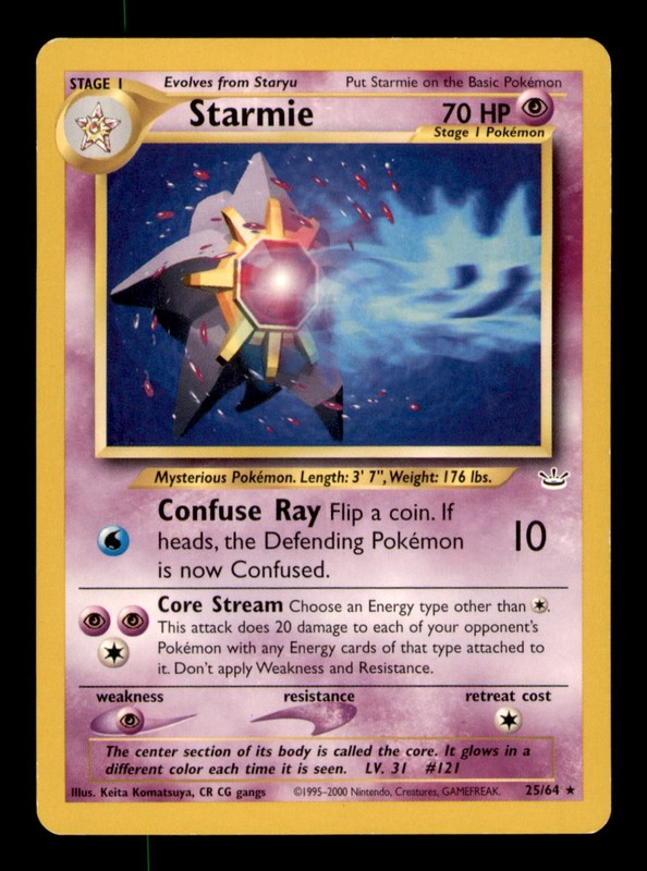 Starmie 25/64 Rare Neo Revelation Pokemon Unlimited Damaged