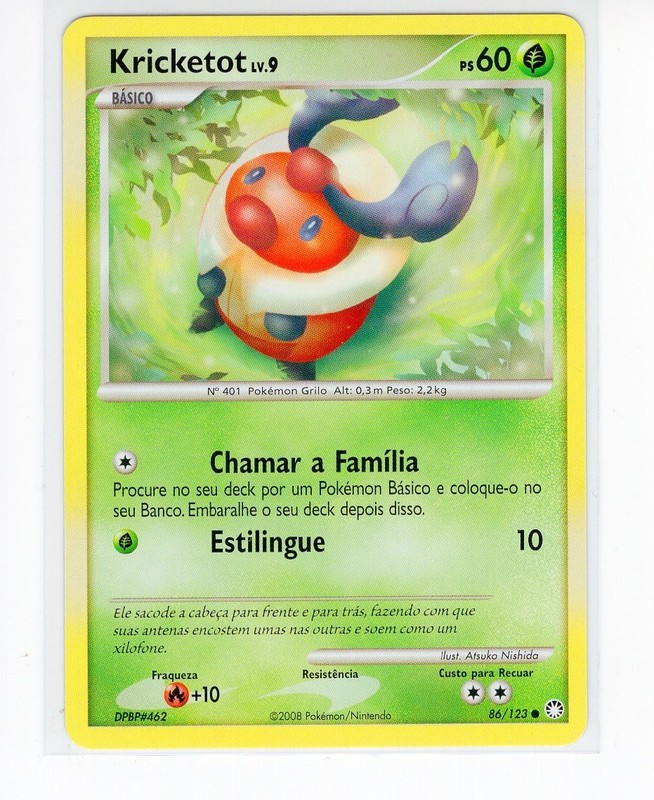 1x ~PT~ PORTUGUESE Kricketot 86/123 DP Mysterious Treasures Pokemon Card (PE2)