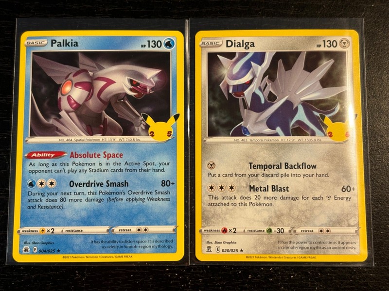 Palkia & Dialga Celebrations Holo Rare 2 Card Set NM Pokémon 25th Anniversary