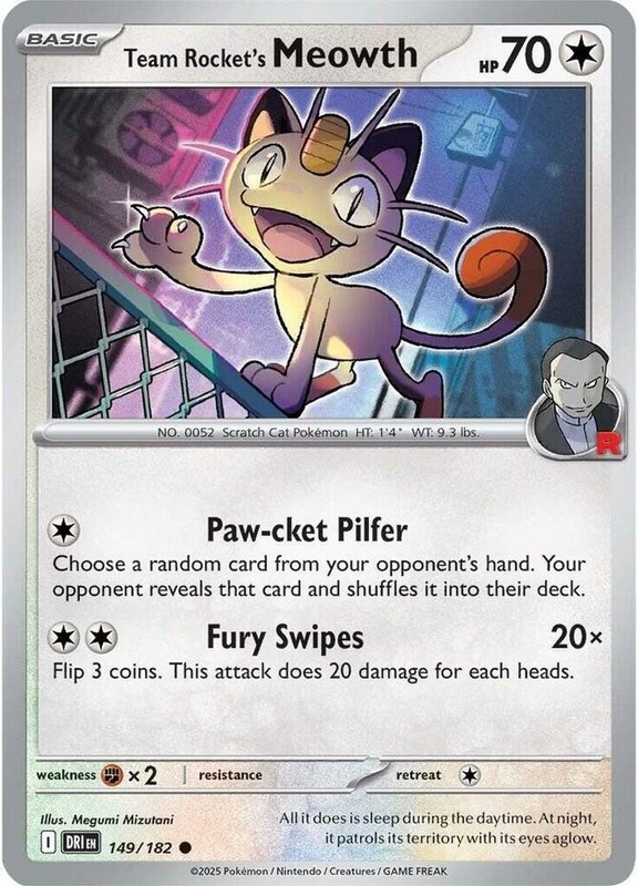 Team Rocket’s Meowth – 149/182 – Common – Near Mint