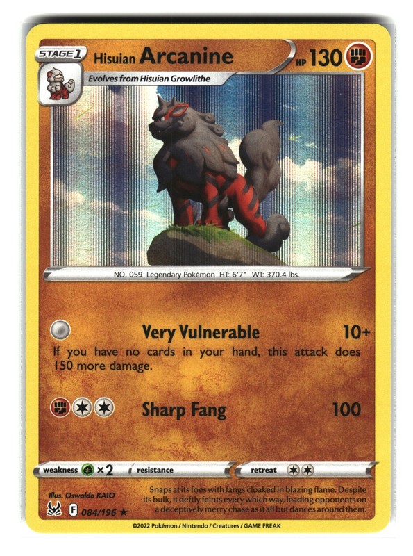 Pokémon TCG Pokémon Hisuian Arcanine Holo Rare Holo