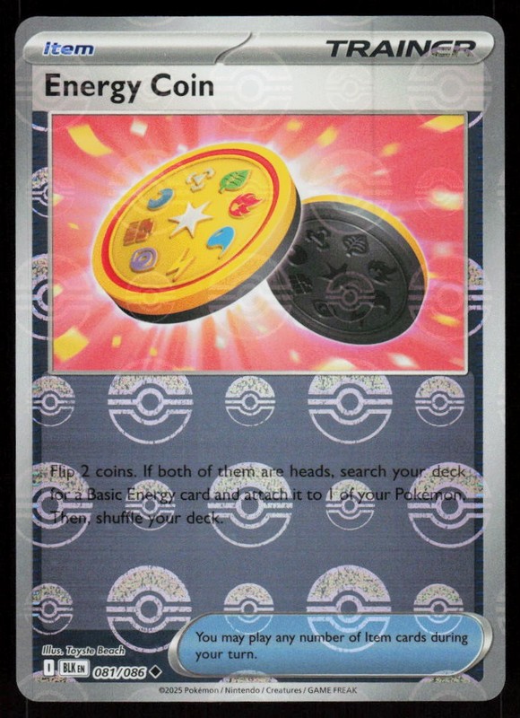 Energy Coin (Poke Ball Pattern) 081/086 Holo Uncommon Black Bolt Pokemon NM