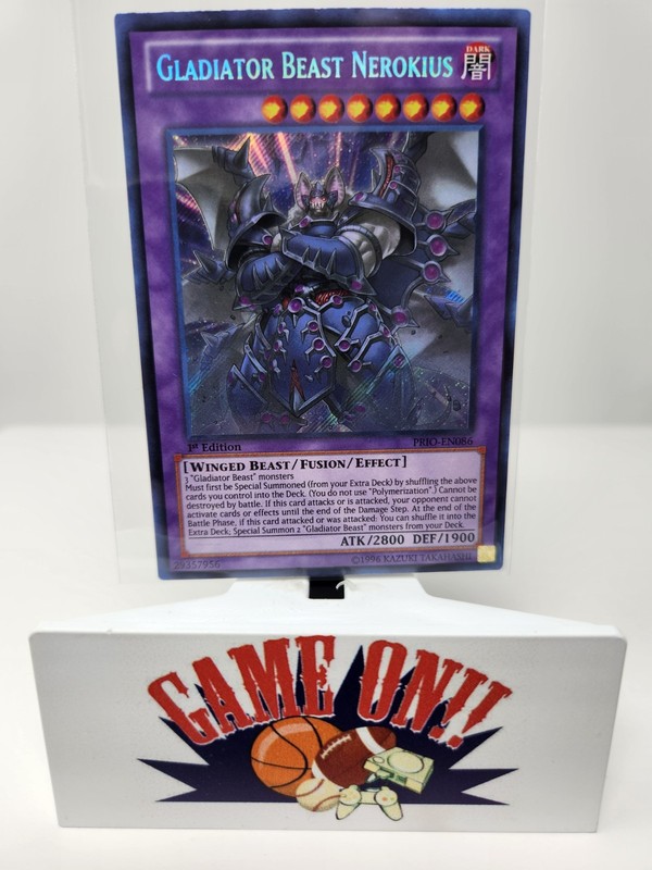 YuGiOh Gladiator Beast Nerokius PRIO-EN086 1st Edition Secret Rare LP