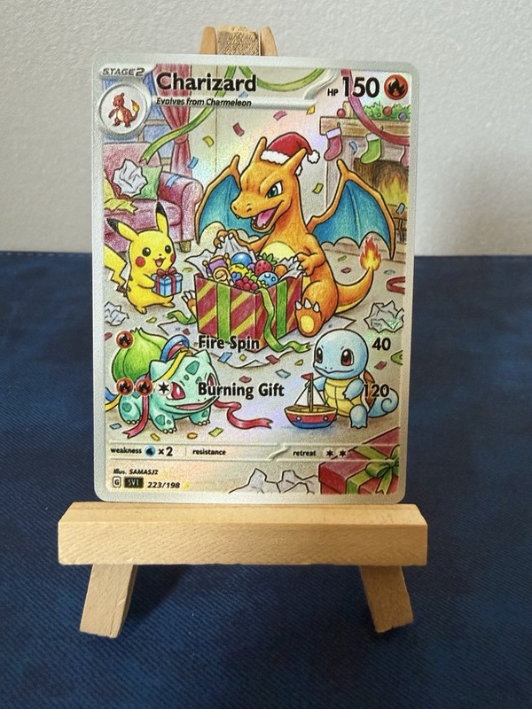 Charizard Bulbasaur Pikachu Squirtle Christmas Gifts Pokemon Card DISPLAY ART