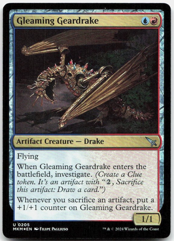 Gleaming Geardrake Foil U Murders at Karlov Manor 205 NM Filipe Pagliuso