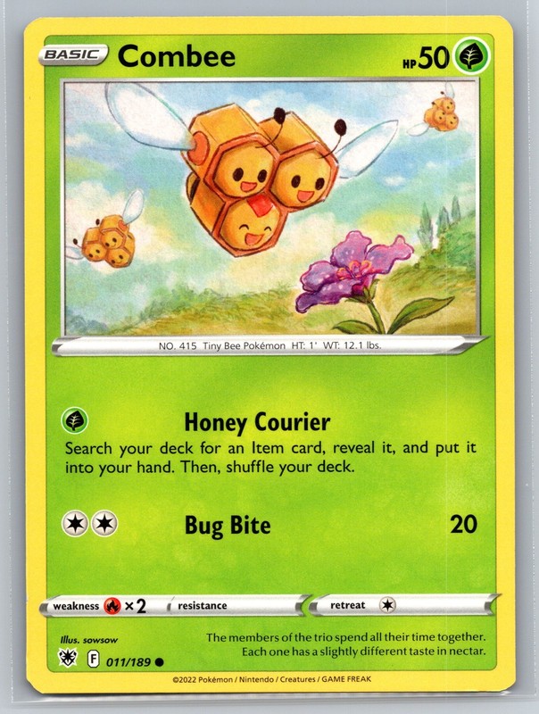 Combee 011/189 Astral Radiance Grass-Type Basic Honey Courier Pokemon TCG Card