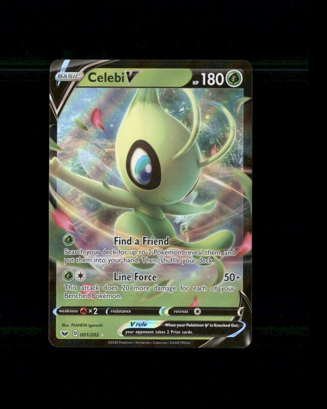 NM SWSH01: Sword & Shield Base Set Holo Celebi V 001/202