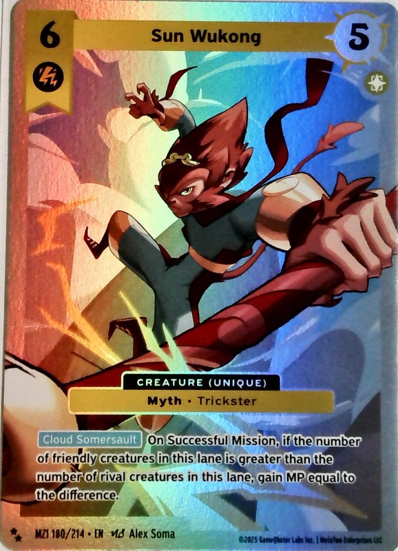 METAZOO 2025- BASE SET SUN WUKONG- FOIL SUPER RARE -MZ1 180/214
