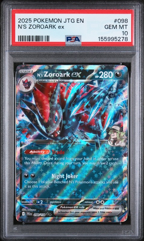 2025 POKEMON JTG EN-JOURNEY TOGETHER #098 N’S ZOROARK EX PSA 10