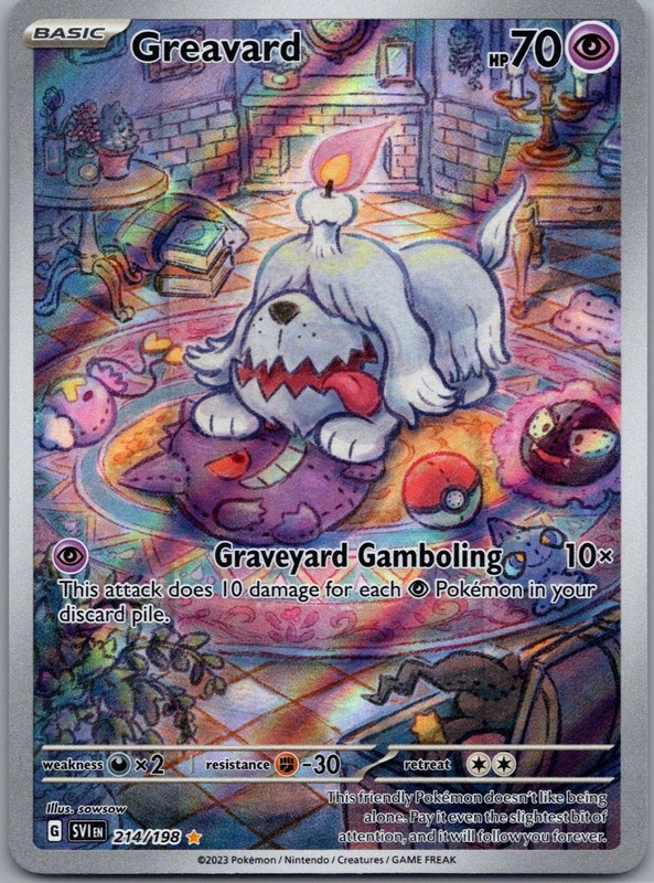 Greavard 214/198 Scarlet & Violet Pokemon TCG Holo Illustration Rare NM
