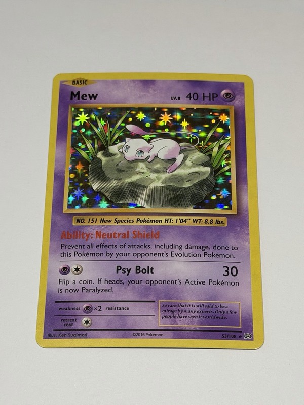 Pokémon Mew 53/108 Evolutions Holo Rare Basic 40 HP English TCG Card 2016 NM