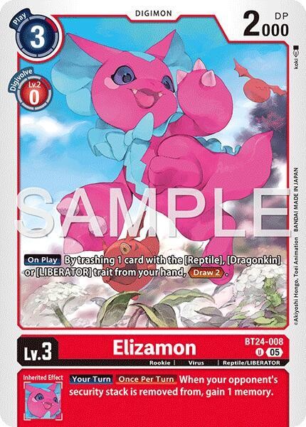 1x BT24-008 Elizamon Time Stranger Digimon Card Game x1