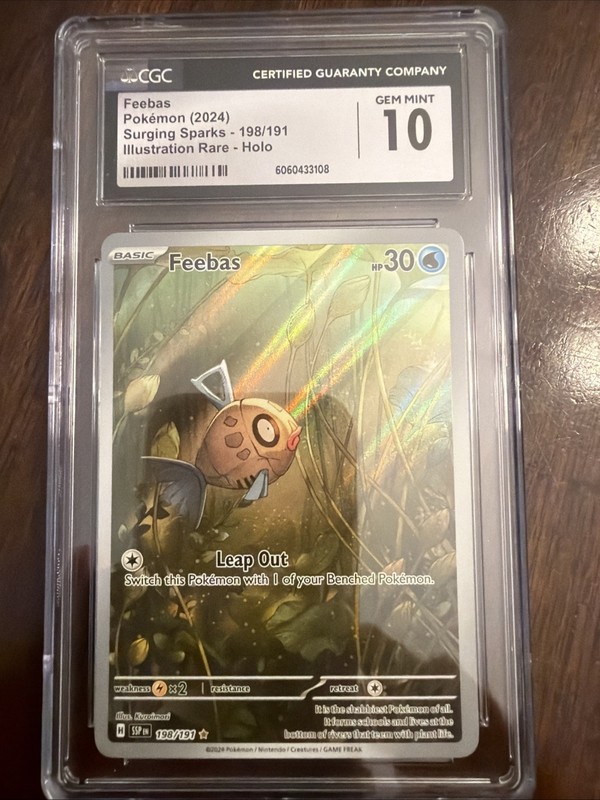 Pokemon Feebas 198/191 Illustration Rare Surging Sparks – CGC 10