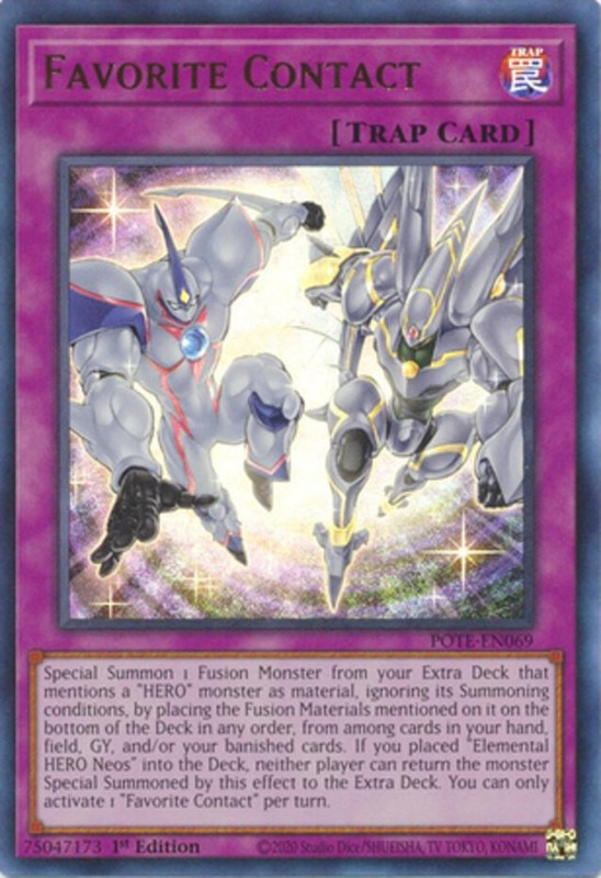 Yugioh! LP Favorite Contact – POTE-EN069 – Ultra Rare – 1st Edition Lightly Play
