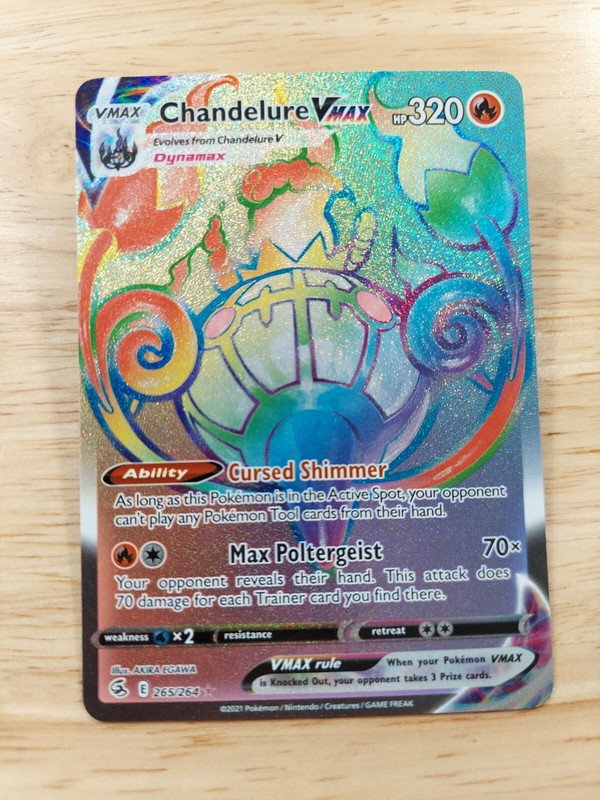 Chandelure Vmax 265/264 Fusion Strike NM Full Art Secret Rainbow Rare Pokemon