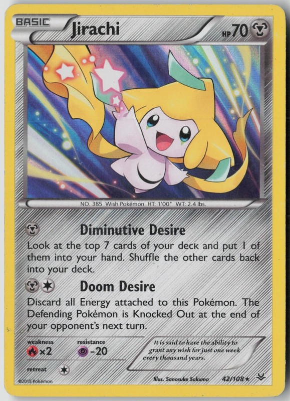 Jirachi 42/108 Holo Rare Roaring Skies Pokemon Moderately Played