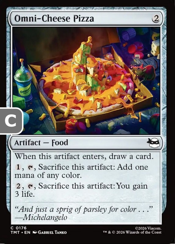 MTG Omni-Cheese Pizza Teenage Muntant Ninja Turtles Common Artifact Food NM