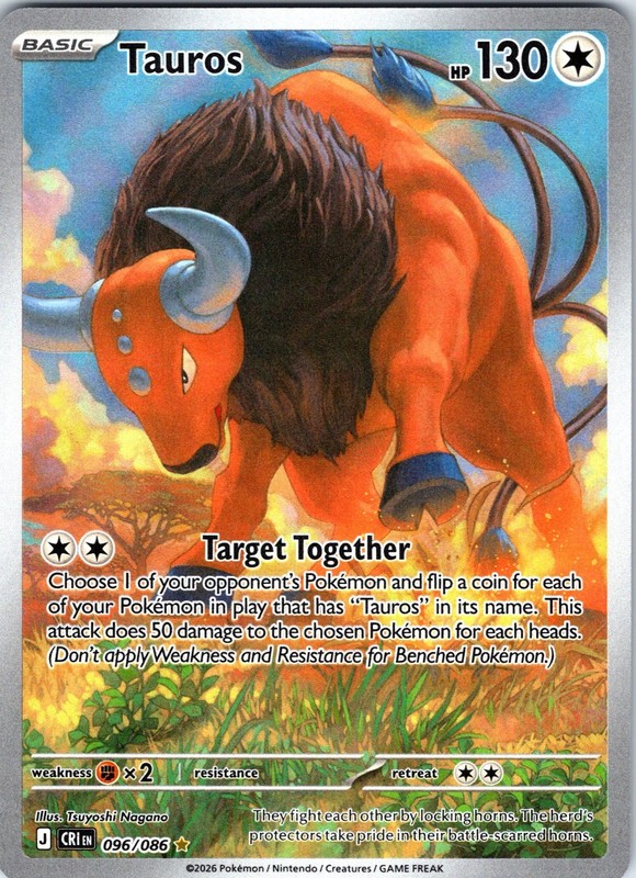 Tauros Holo Shiny Rare ME04: Chaos Rising 096/086 NM