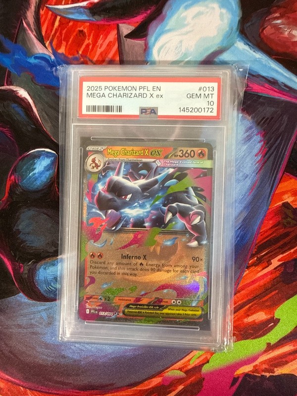 2025 Pokemon Mega Charizard X ex 013/094 RR Phantasmal Flames English PSA 10 GEM