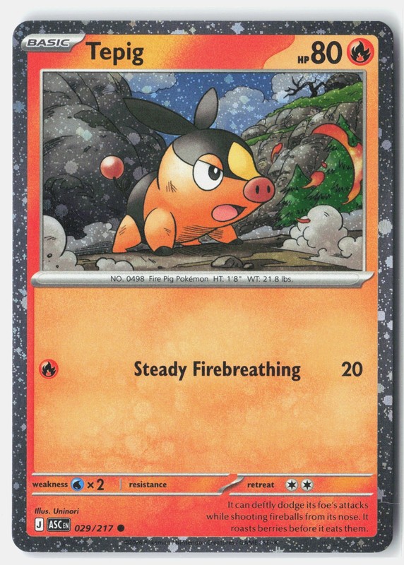Tepig – (Cosmos Holo) Common Holo 029/217 NM Shin Nagasawa