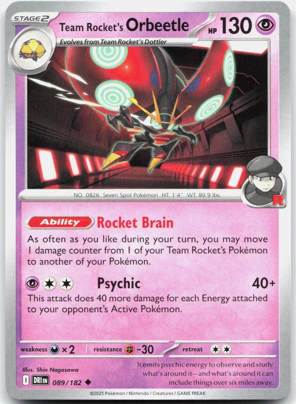 Team Rocket’s Orbeetle 089/182 Uncommon Destined Rivals Pokemon Near Mint