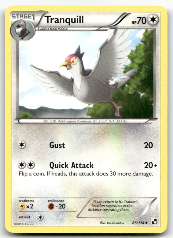 Tranquill #85/114 (LP) Black and White BLW Pokemon